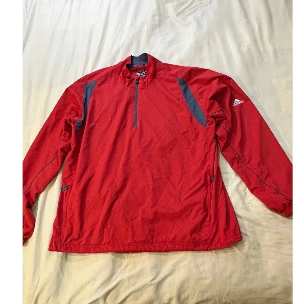 Adidas Golf‎ Pullover Jacket Mens XL Red Quarter Zip Long Sleeve Performance
